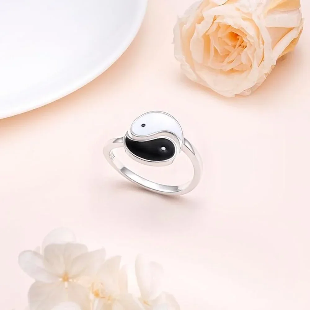 Sterling Silver Tai Chi Yin Yang Adjustable Ring 925 NWT - Picture 2 of 7